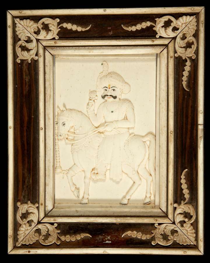 Carved Ivory Plaque of Mummadi Krishnaraja Wodeyar of Mysore